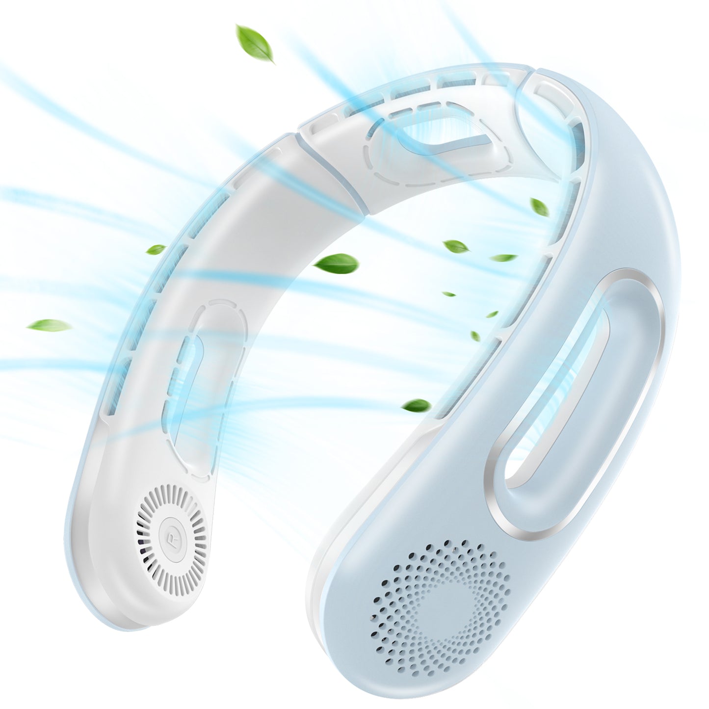 Hotsales Neck Fan, Hands Free Bladeless Neck Fans Portable Rechargeable, 360° Cooling Neck Fan, 4 Speeds, Quiet, 5200 mAh Battery Operated USB Wearable Personal Fan Gifts for Women, Travel, Outdoor (Blue)