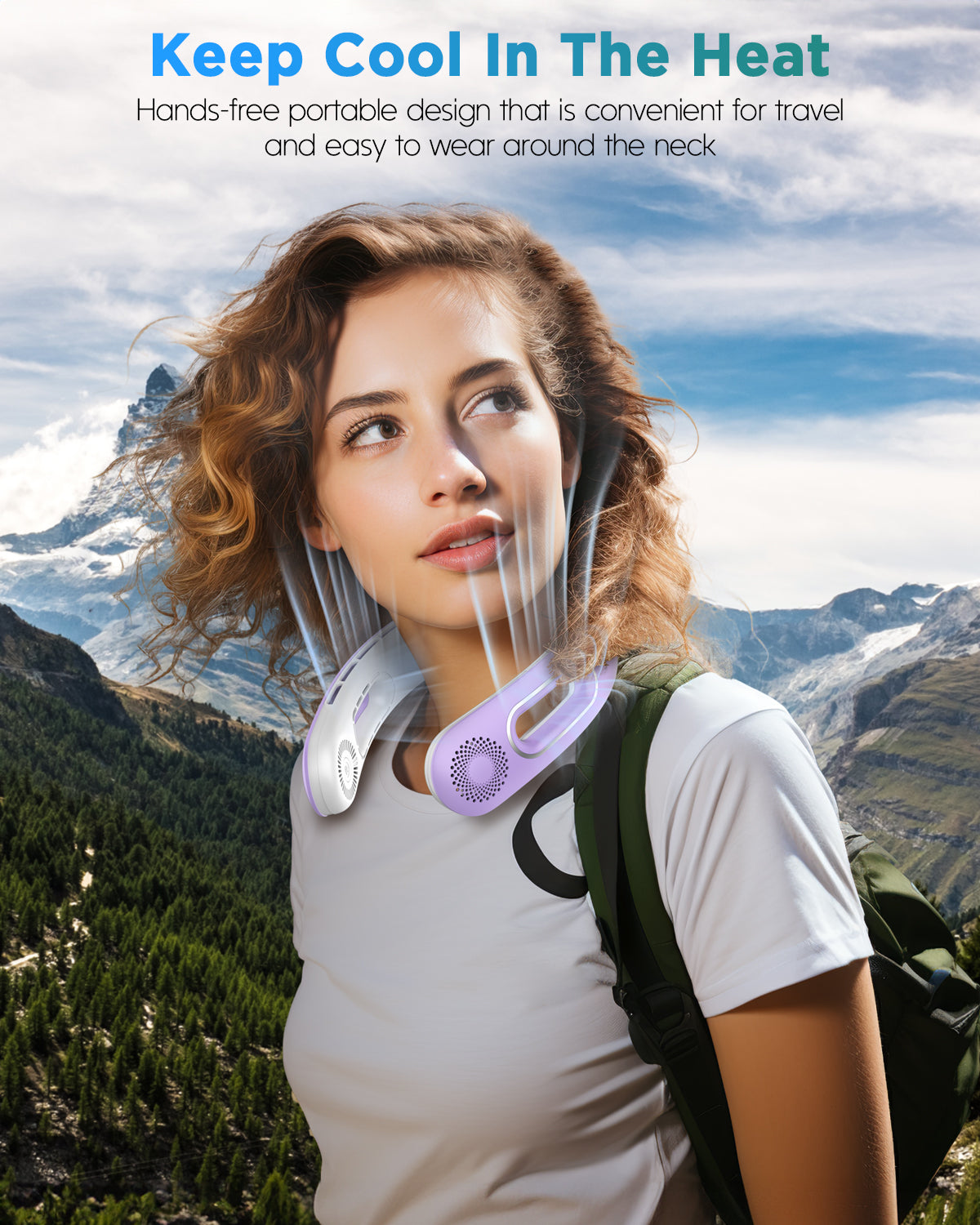 Hotsales Neck Fan, Hands Free Bladeless Neck Fans Portable Rechargeable, 360° Cooling Neck Fan, 4 Speeds, Quiet, 5200 mAh Battery Operated USB Wearable Personal Fan Gifts for Women, Travel, Outdoor (Purple)