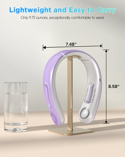 Hotsales Neck Fan, Hands Free Bladeless Neck Fans Portable Rechargeable, 360° Cooling Neck Fan, 4 Speeds, Quiet, 5200 mAh Battery Operated USB Wearable Personal Fan Gifts for Women, Travel, Outdoor (Purple)