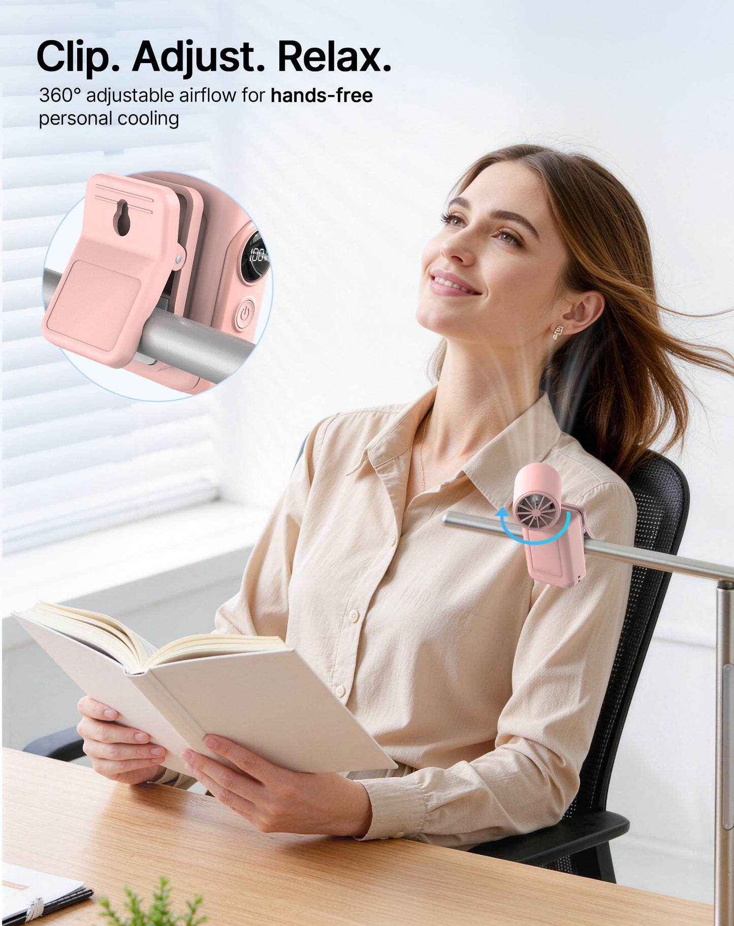 Hotsales Portable Handheld Fan Rechargeable, 13500 RPM High-Speed Personal Fan with Hands-Free Clip 180° Rotatable Smart LED Display 4 Speeds Mini Cooling for Travel, Commuting, Summer Gifts for Women & Men