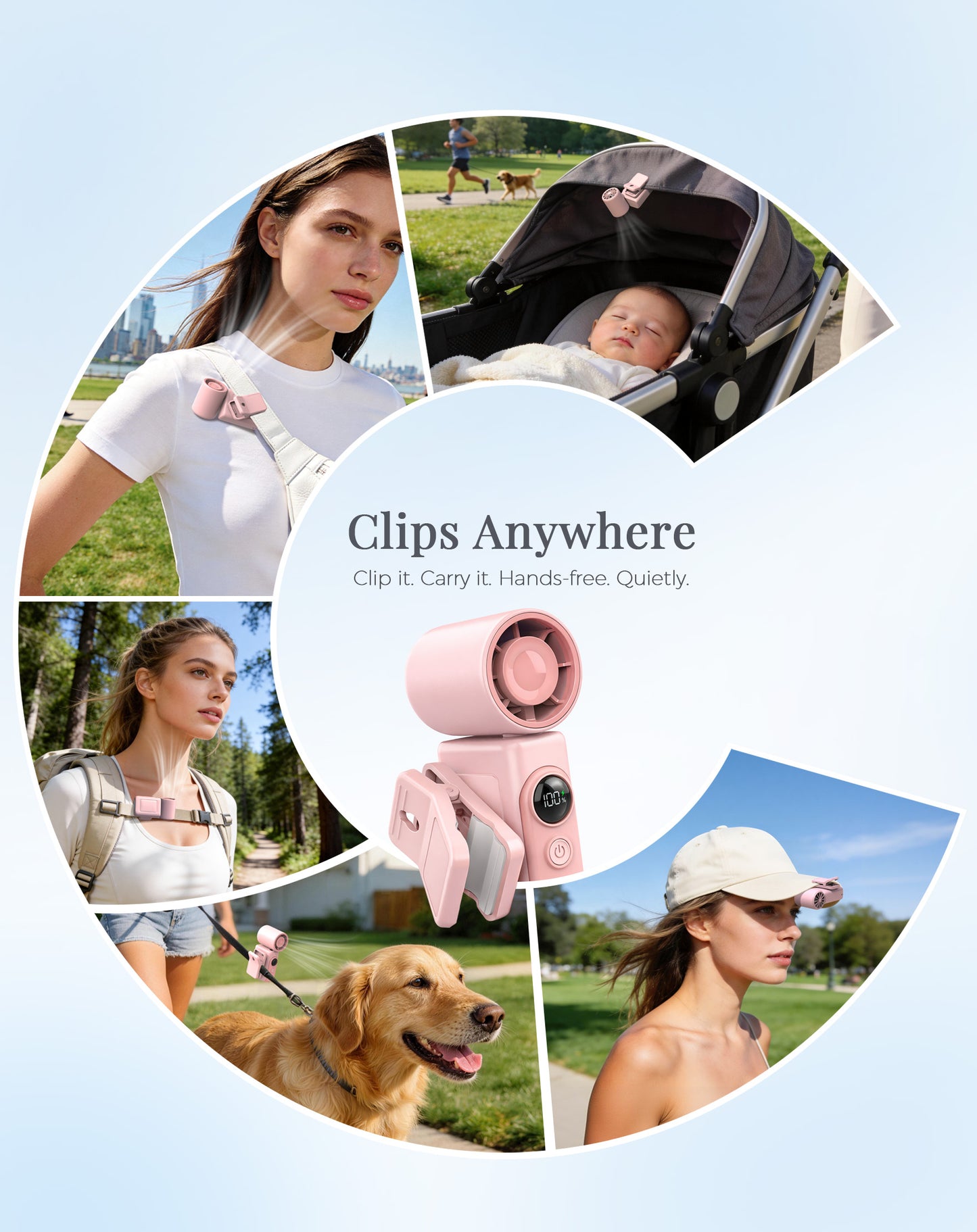 Hotsales Portable Handheld Fan Rechargeable, 13500 RPM High-Speed Personal Fan with Hands-Free Clip 180° Rotatable Smart LED Display 4 Speeds Mini Cooling for Travel, Commuting, Summer Gifts for Women & Men