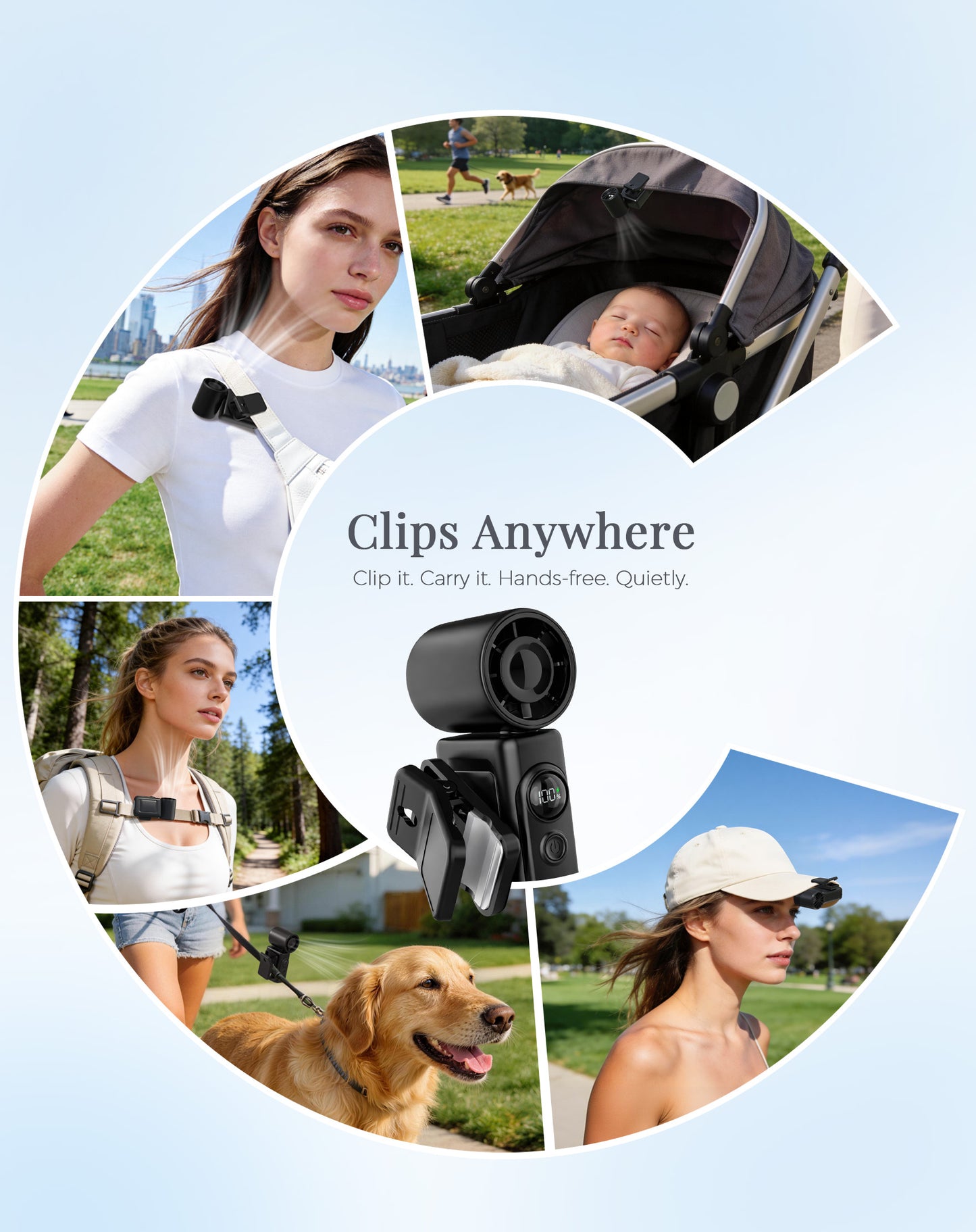 Hotsales Portable Handheld Fan Rechargeable, 13500 RPM High-Speed Personal Fan with Hands-Free Clip 180° Rotatable Smart LED Display 4 Speeds Mini Cooling for Travel, Commuting, Summer Gifts for Women & Men