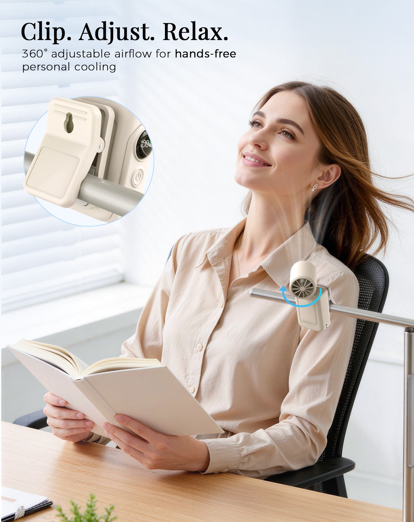 Hotsales Portable Handheld Fan Rechargeable, 13500 RPM High-Speed Personal Fan with Hands-Free Clip 180° Rotatable Smart LED Display 4 Speeds Mini Cooling for Travel, Commuting, Summer Gifts for Women & Men