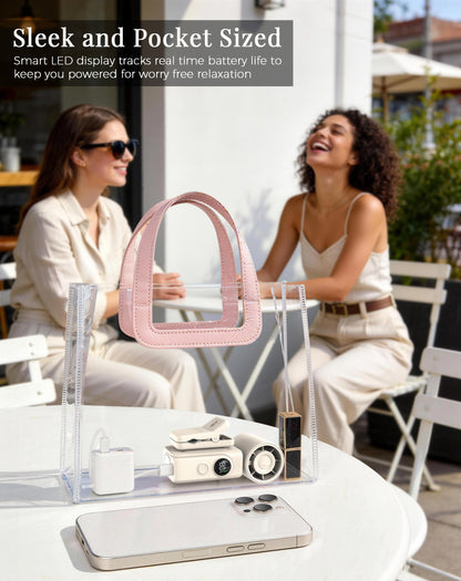 Hotsales Portable Handheld Fan Rechargeable, 13500 RPM High-Speed Personal Fan with Hands-Free Clip 180° Rotatable Smart LED Display 4 Speeds Mini Cooling for Travel, Commuting, Summer Gifts for Women & Men